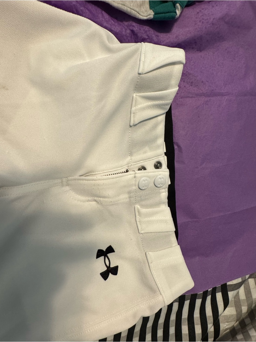 Under Armour Youth Small White Baseball Pants Open Bottom Belt Loops YS - Picture 4 of 9